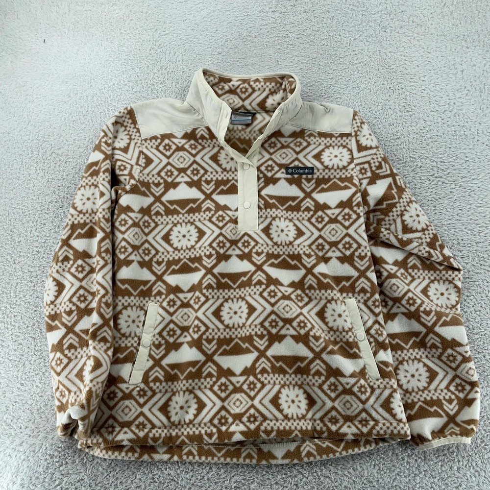 Columbia Fleece Pullover Womens Large Helvetia Half Snap Jacket Checkered Peaks